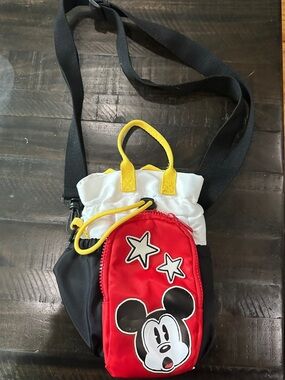 Red Mickey-Themed Crossbody Bag with Yellow Accents